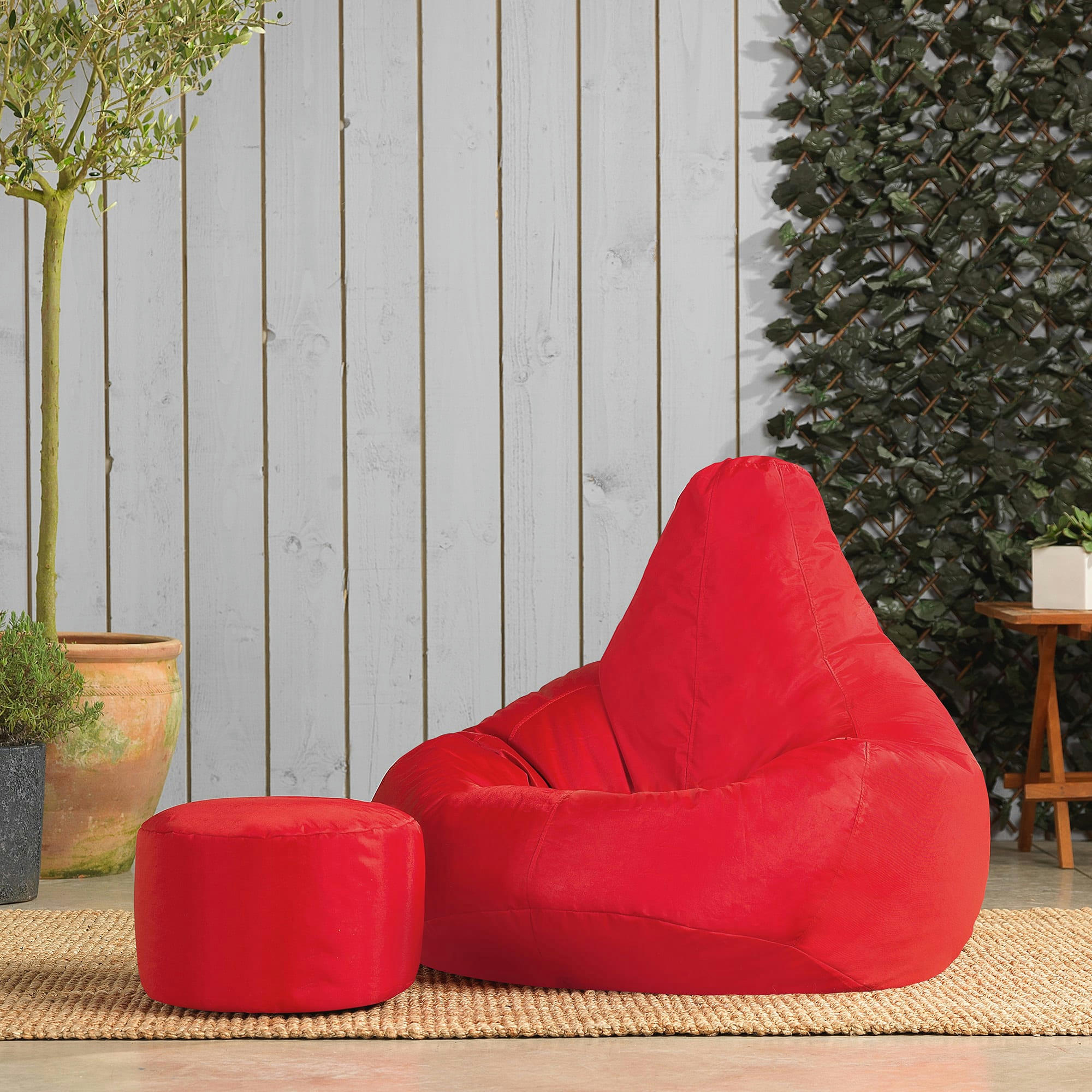 - Pouf inclinable avec repose-pied extérieur rouge