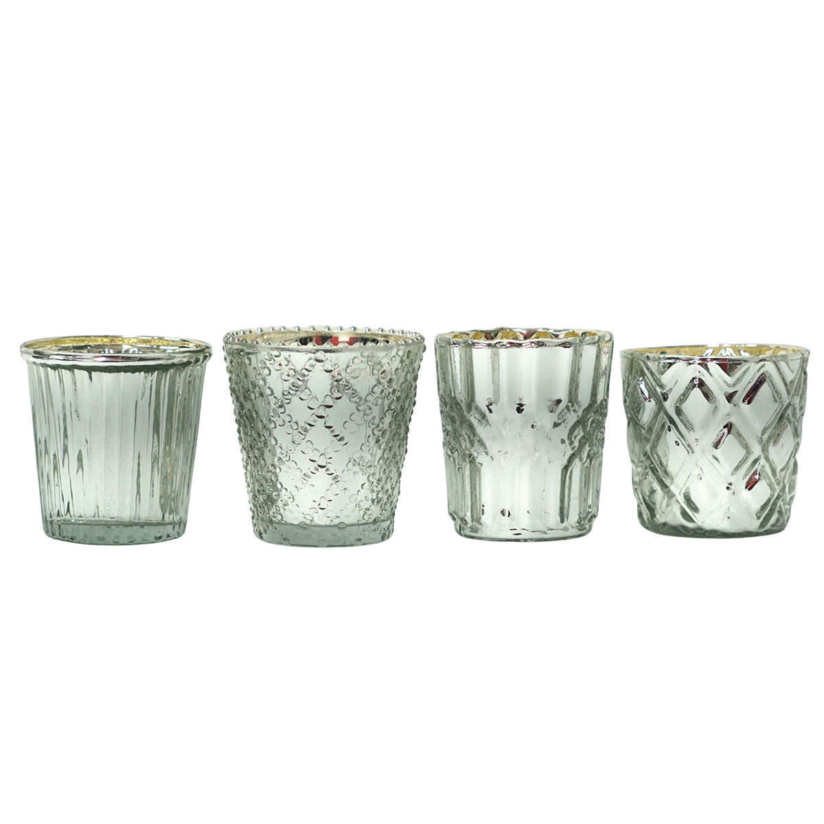 - Set de 4 photophores en verre mercurisé