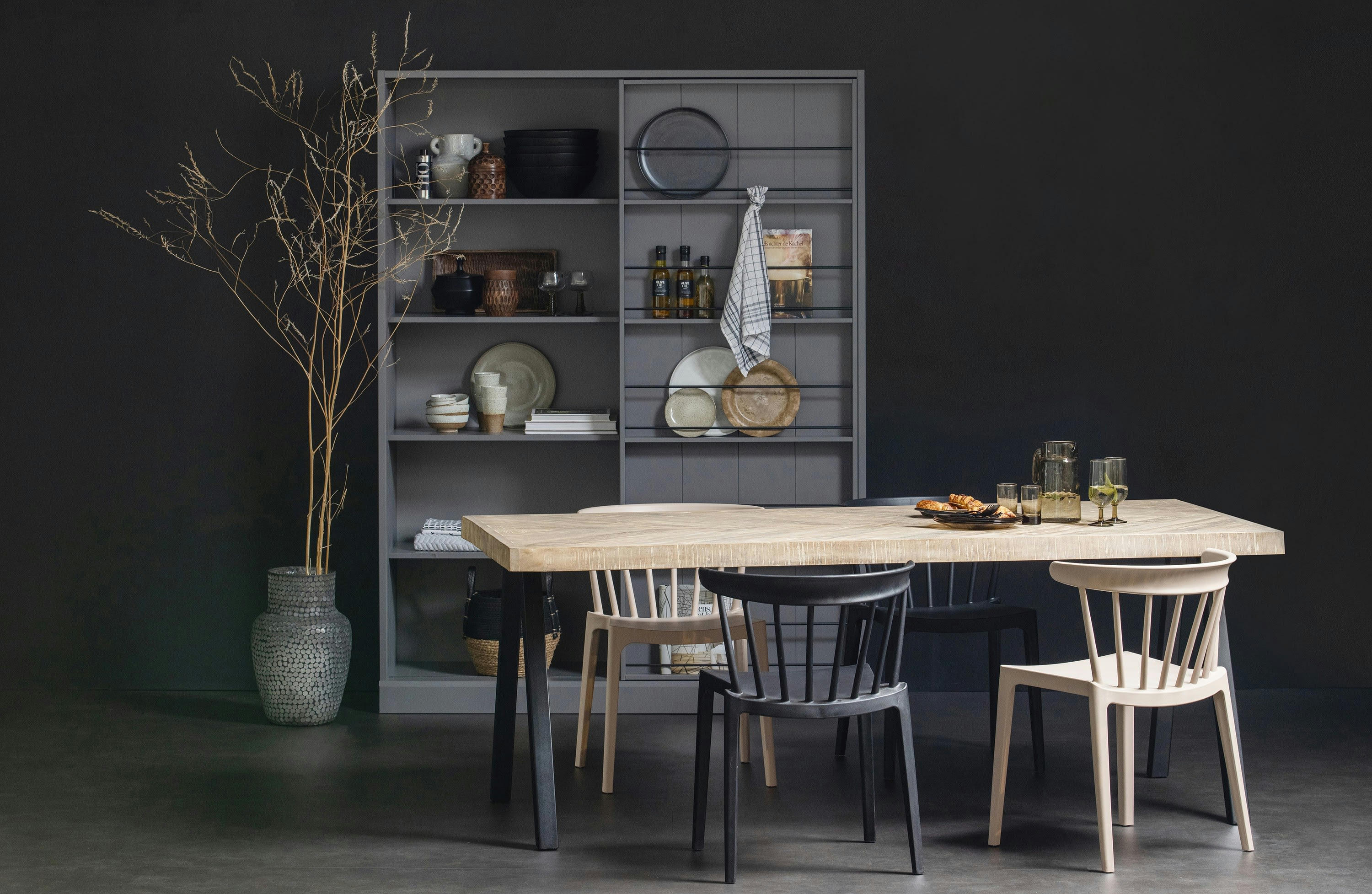 TABLO - Table 180x90 en bois de manguier beige avec pieds carré