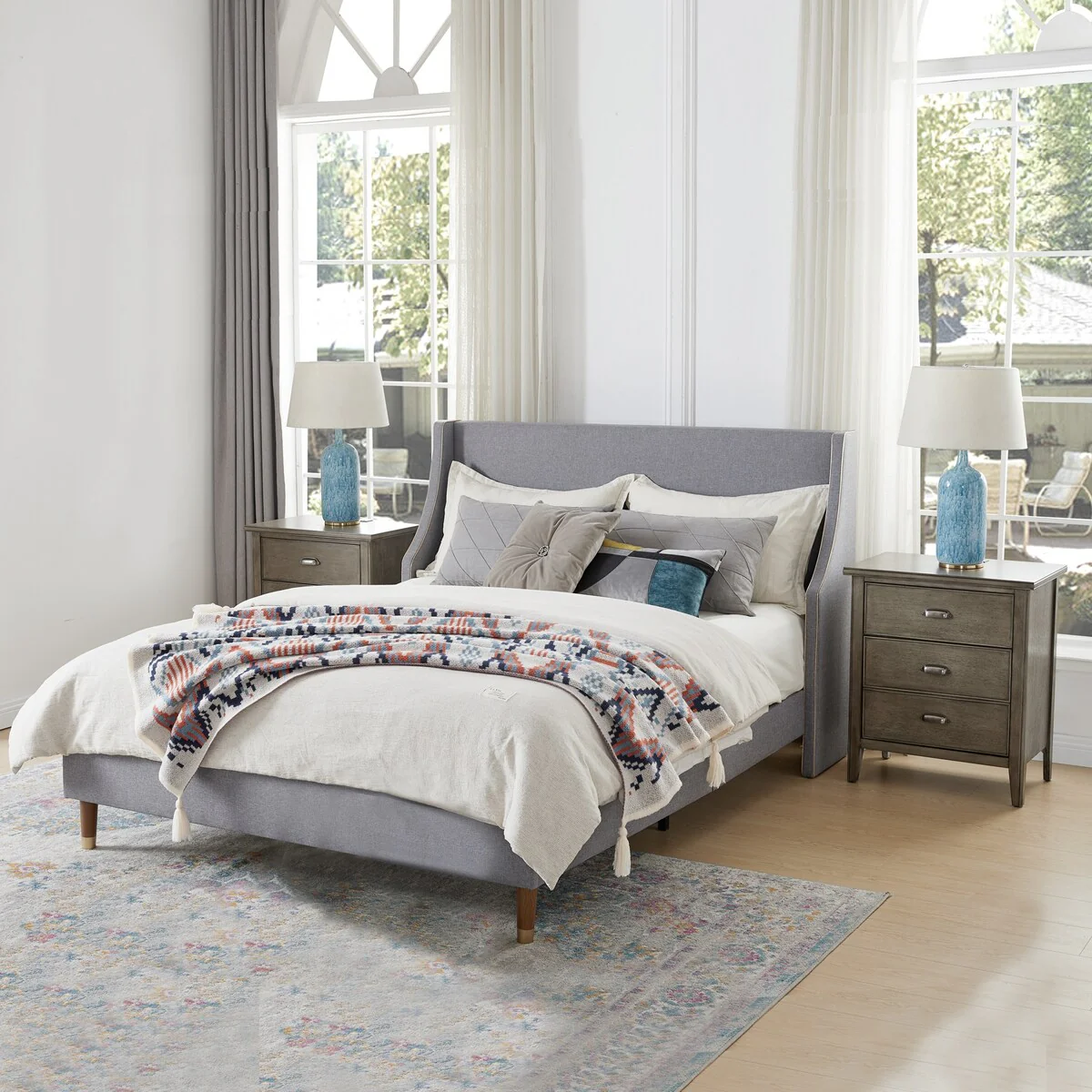 Leick Home 10522-GR Laurent 3 Drawer Nightstand Set of 2