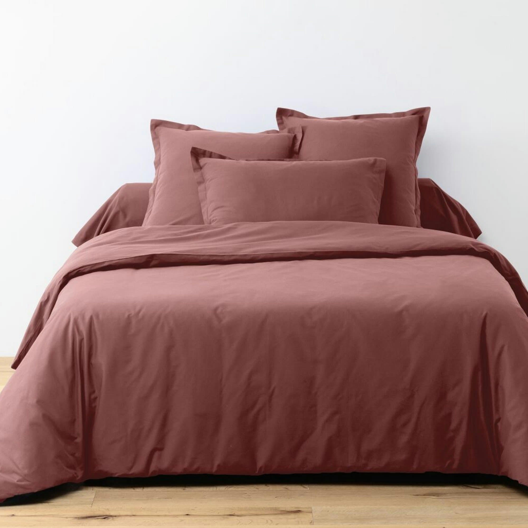 - Drap housse coton rouge 180x200 bonnet 25 cm
