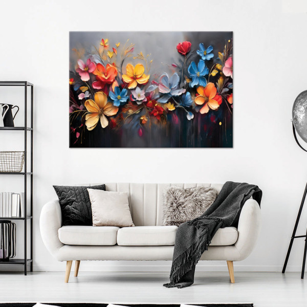 Feeby Obraz na płótnie, Malowana Kompozycja Kwiatów 60x40