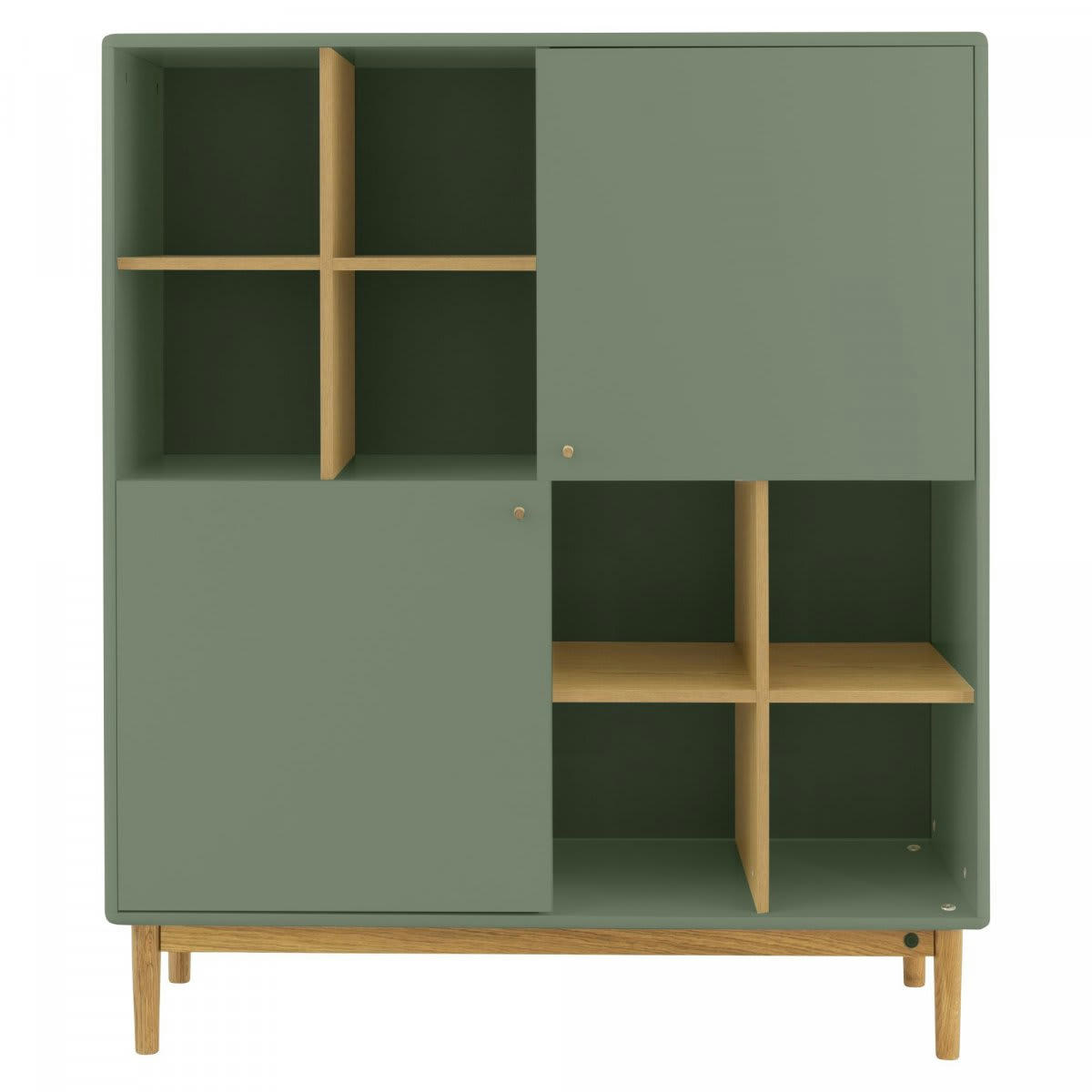 MARCEAU - Buffet haut en bois 2 portes et niches vert