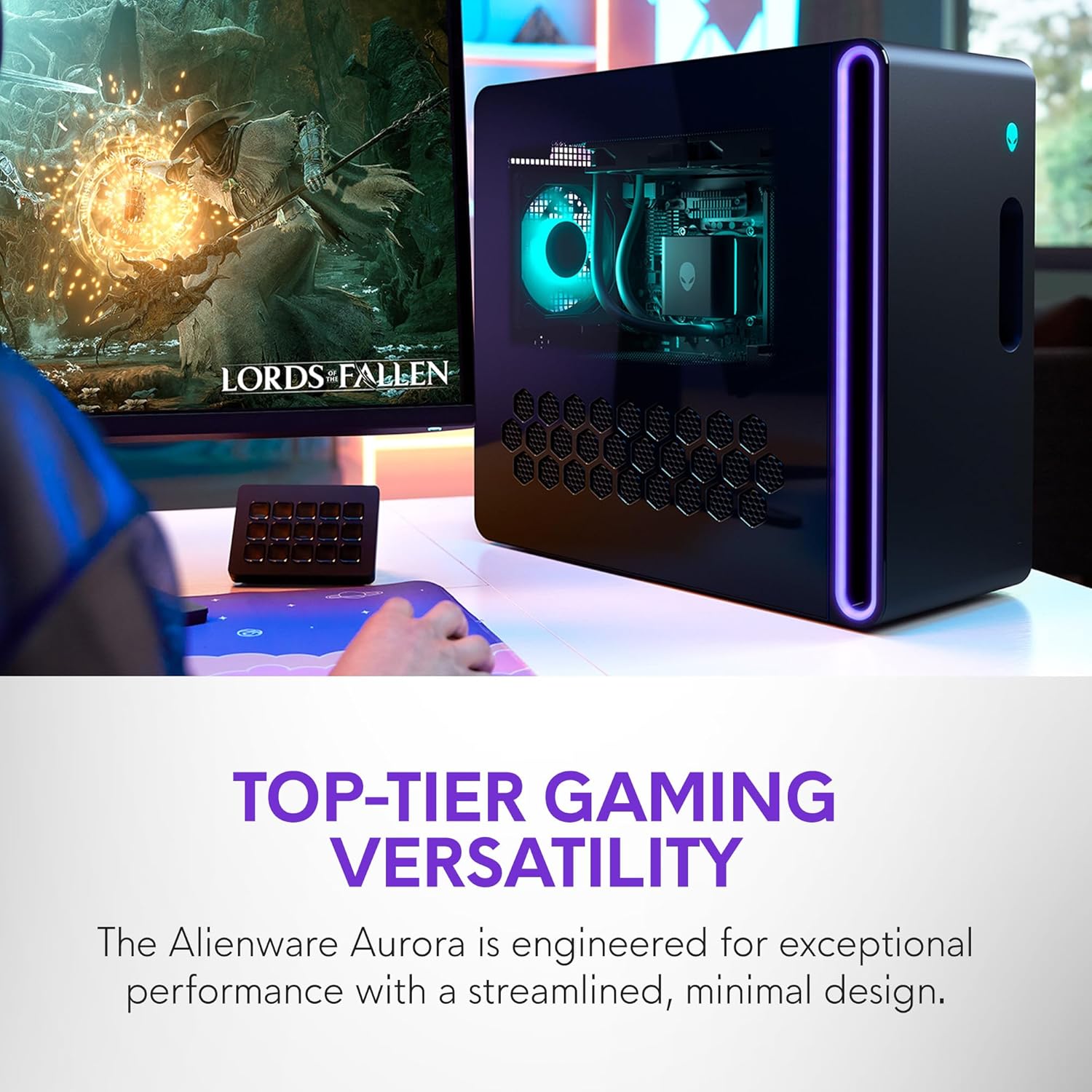 Alienware Aurora Gaming Desktop ACT1250 - Intel Core Ultra 9 285 Processor  Liquid Cooled  NVIDIA GeForce RTX 5080  32GB DDR5 RAM  1TB SSD  1000W Platinum Rated PSU  Windows 11 Home - Clear Panel