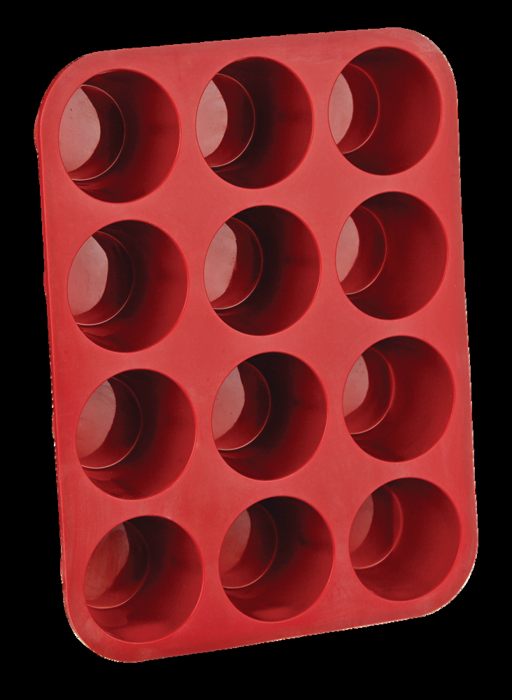 MASTER Chef Silicone Non-Stick Muffin Pan, Red, 12-Cup