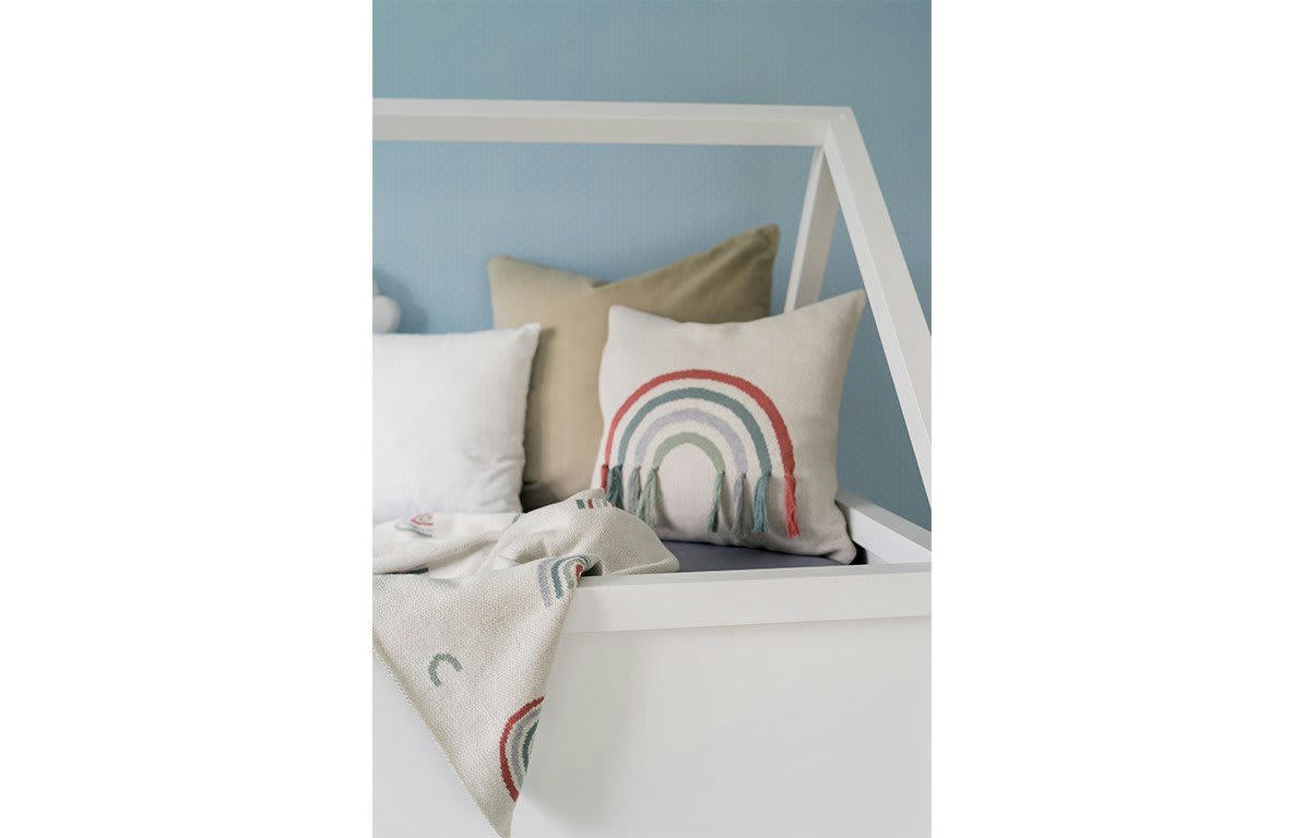 - Housse de coussin bébé Arc-en-ciel en coton multicolore