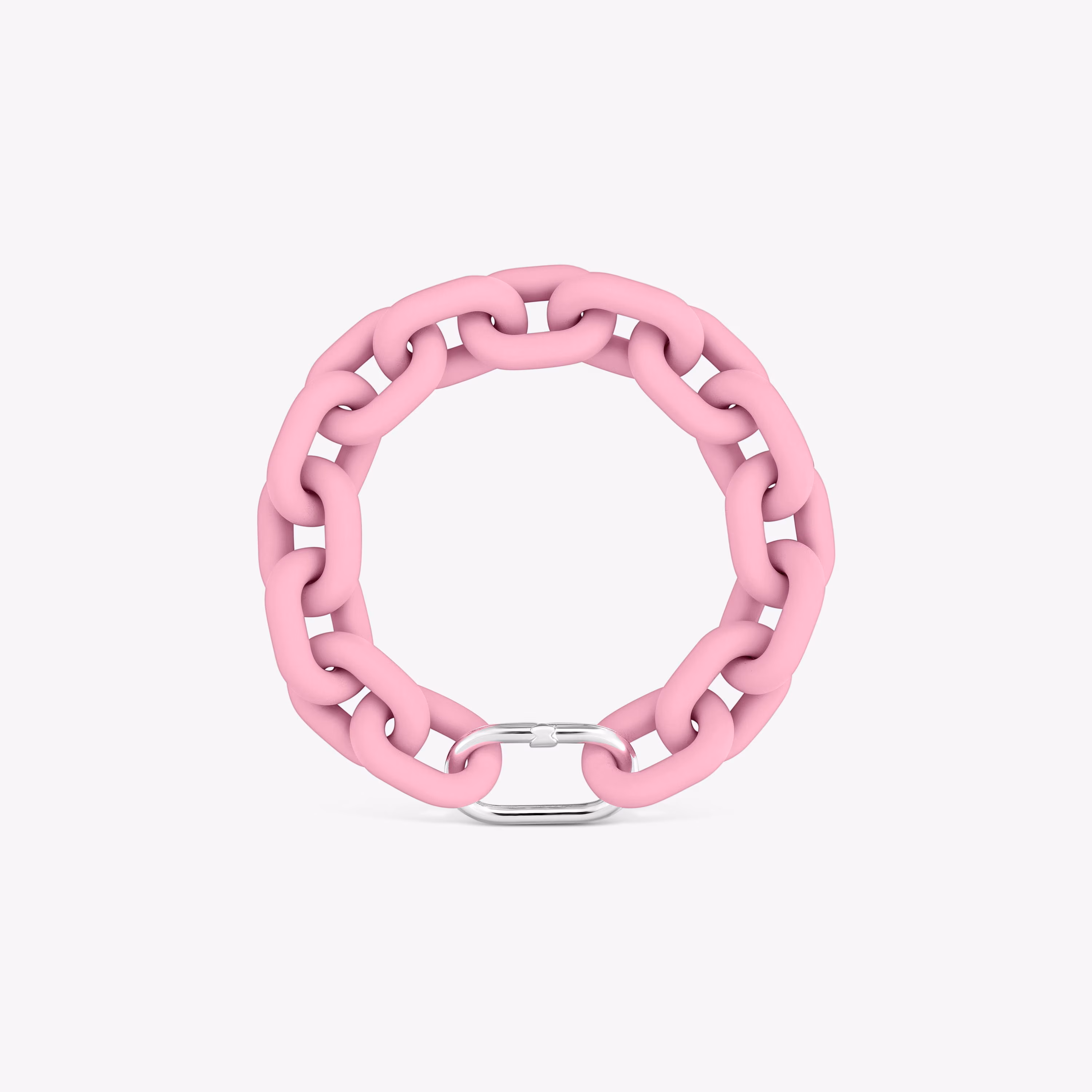 Pulsera cadena de acetato en color rosa y anilla de plata Hold Oval