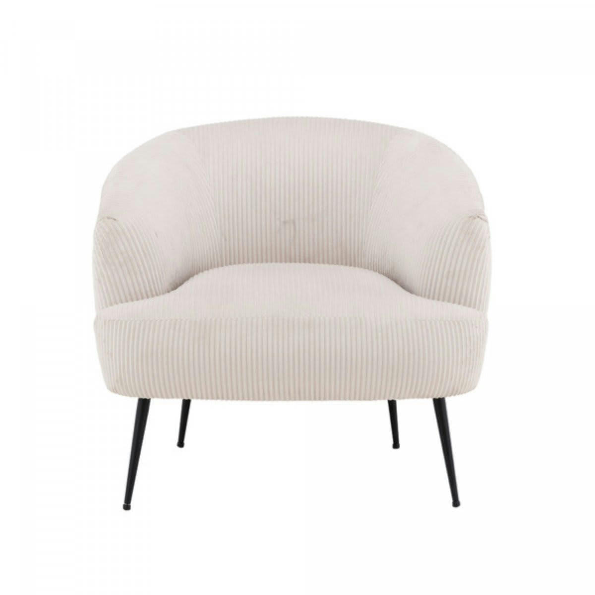 FREDDY - Fateuil moderne en velours côtelé beige