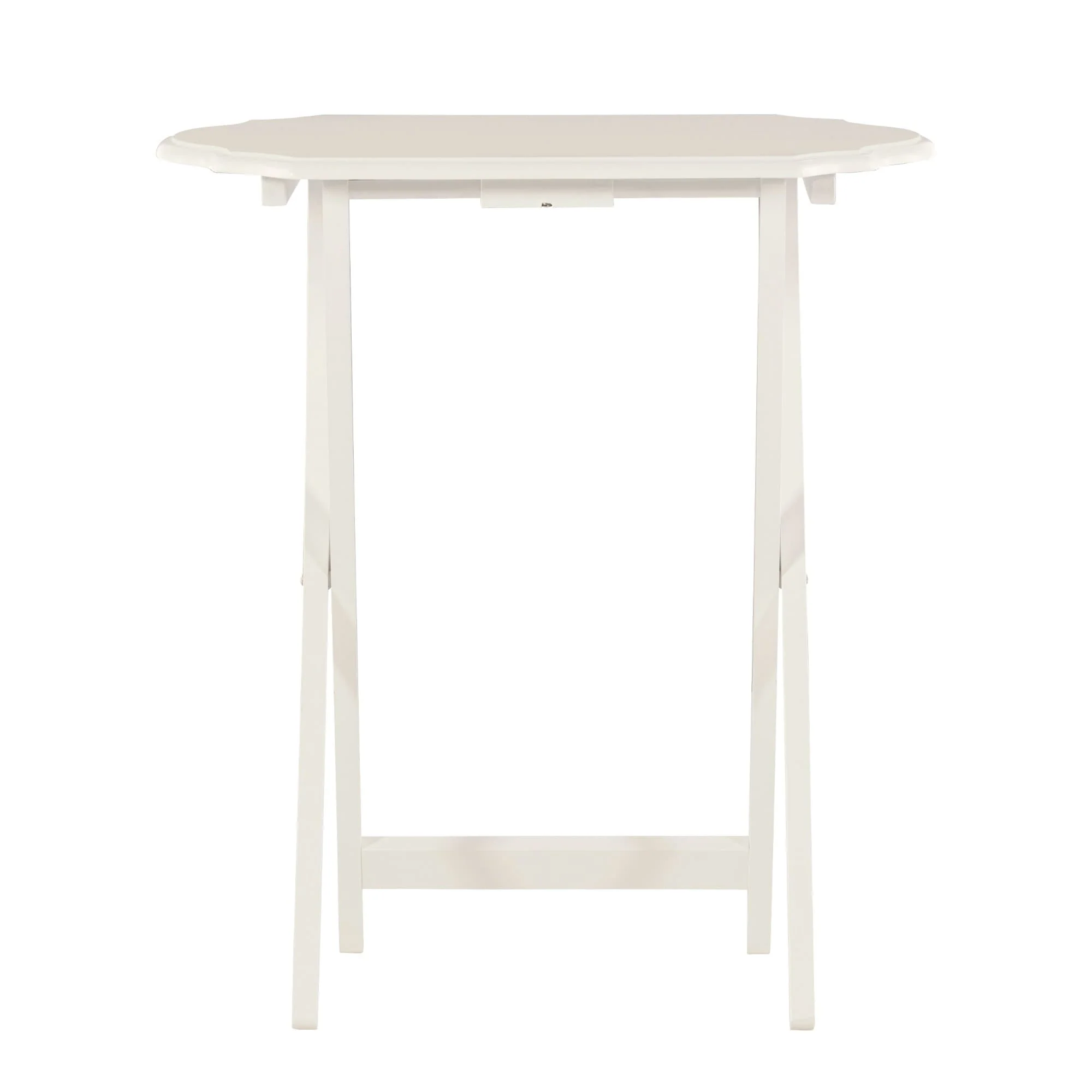 Routed Edge Foldable Snack Tray Tables - 26.25 - White - Set of 2