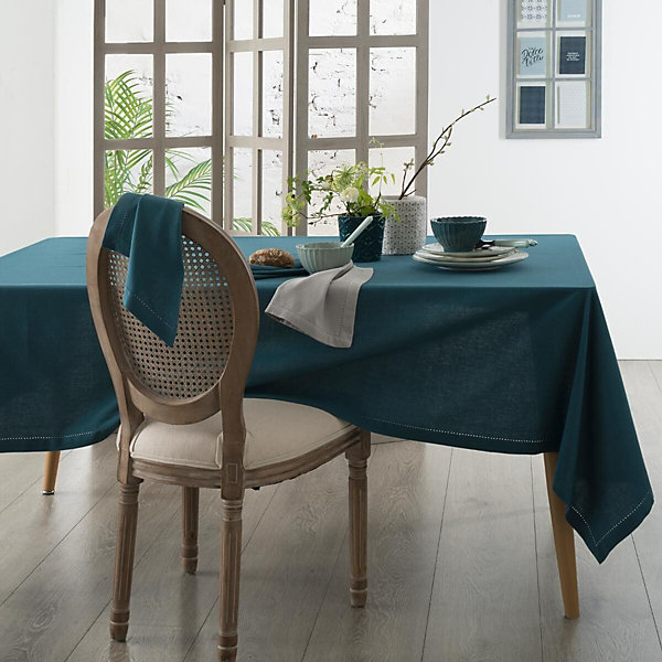 Nappe Jane - coton chambray - bleu canard 140x240 cm - Atmosphera