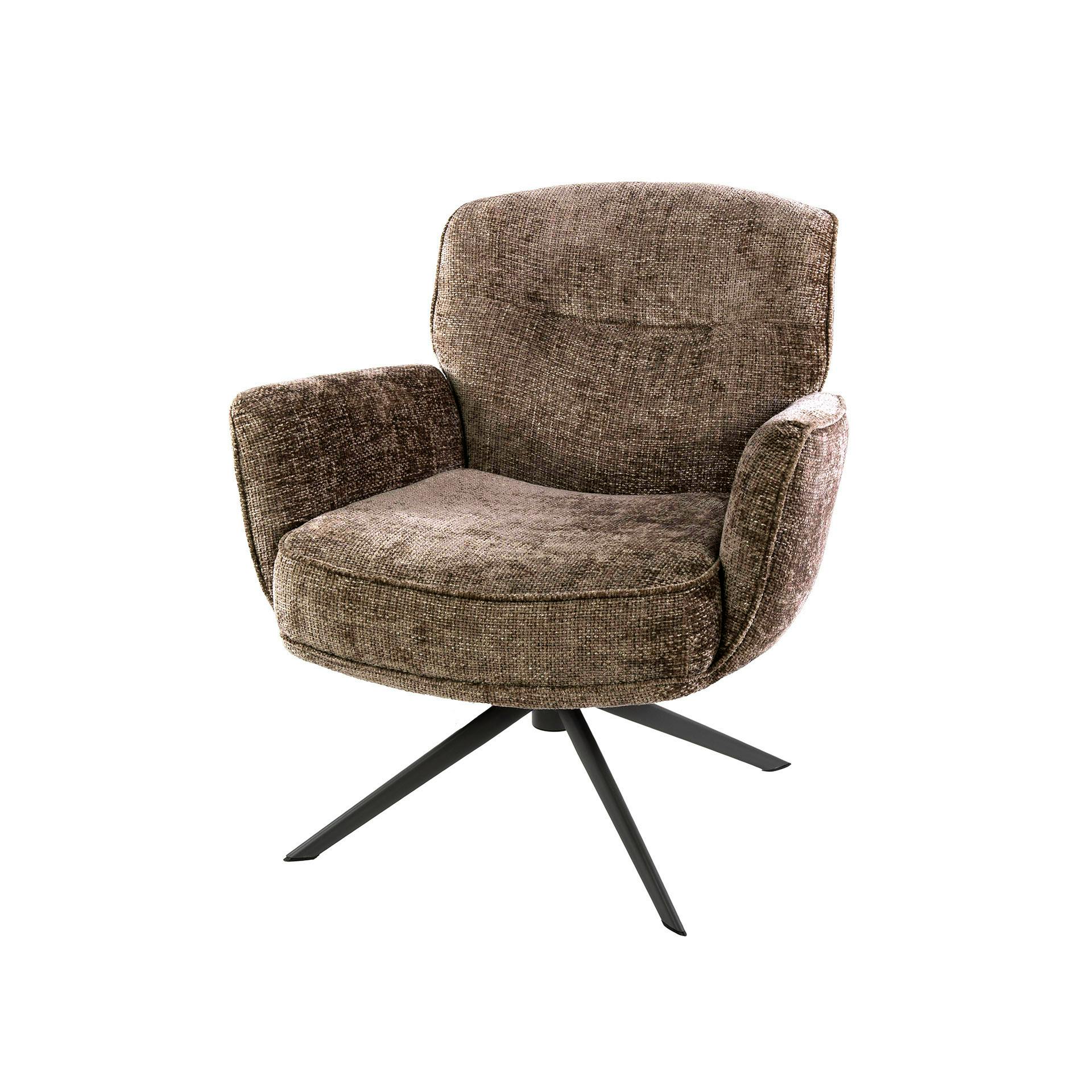 Fauteuil salon pivotant beige chaud à dossier souple ASCOLI
