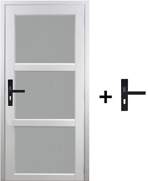 Bloc Porte Kenya Blanc Vitre H204 X L83 Cm Côte Tableau P.droit,poignee Gd Menuiseries