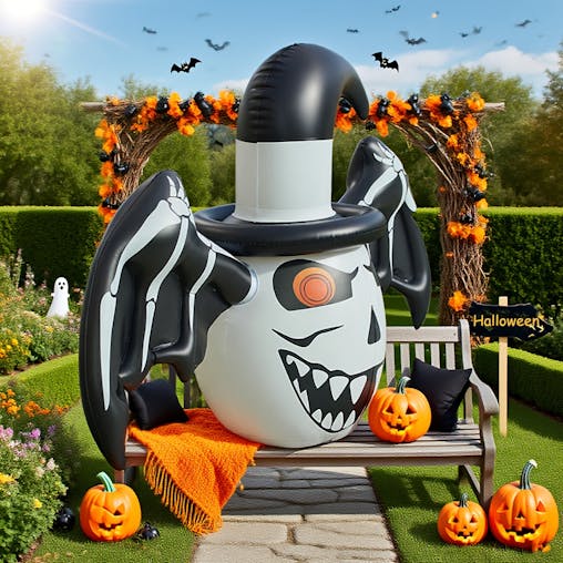 NNETM Halloween Inflatable Skull Bat with Hat
