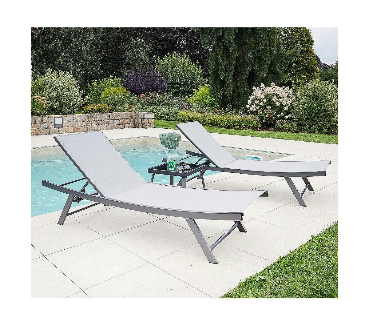 ARIO - Bain de soleil  en acier gris perle