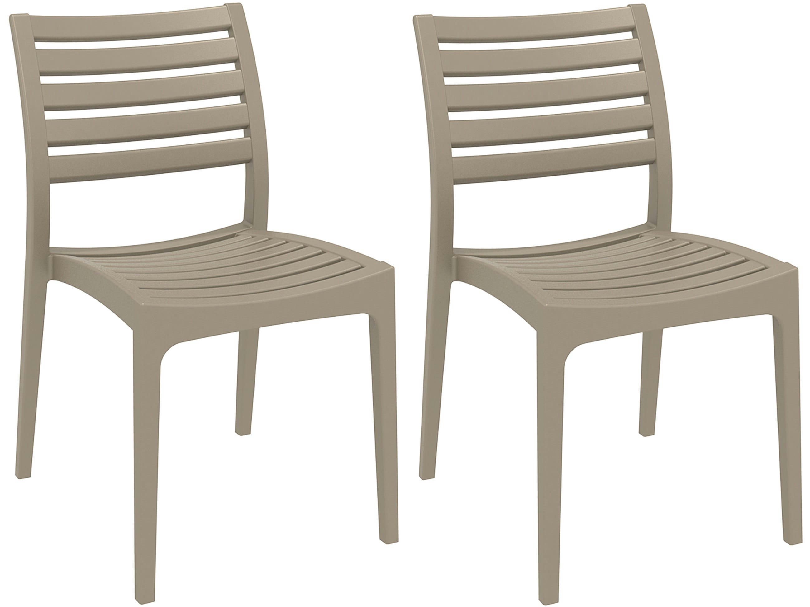 ARES - Lot de 2 chaises de jardin empilables en plastique Boue