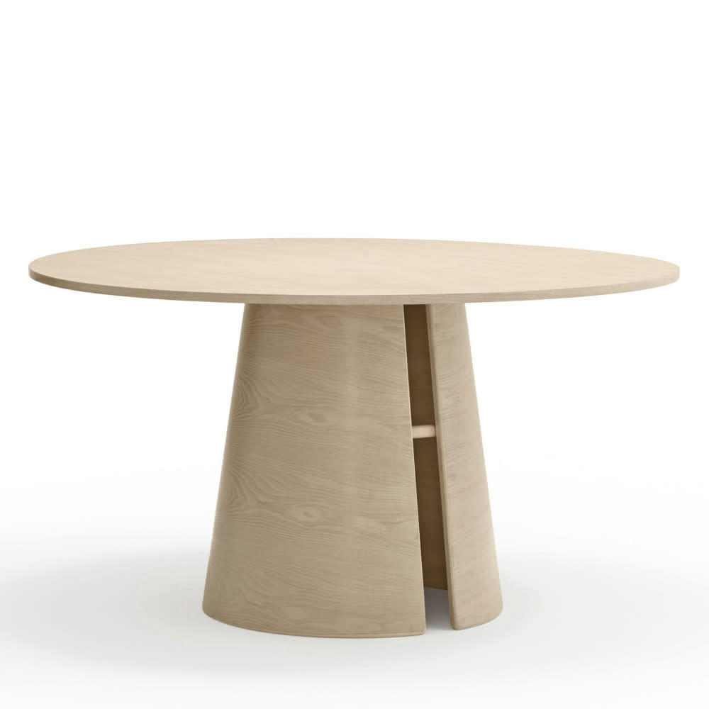 CEP - Table à manger ronde en bois D137cm bois blanchi