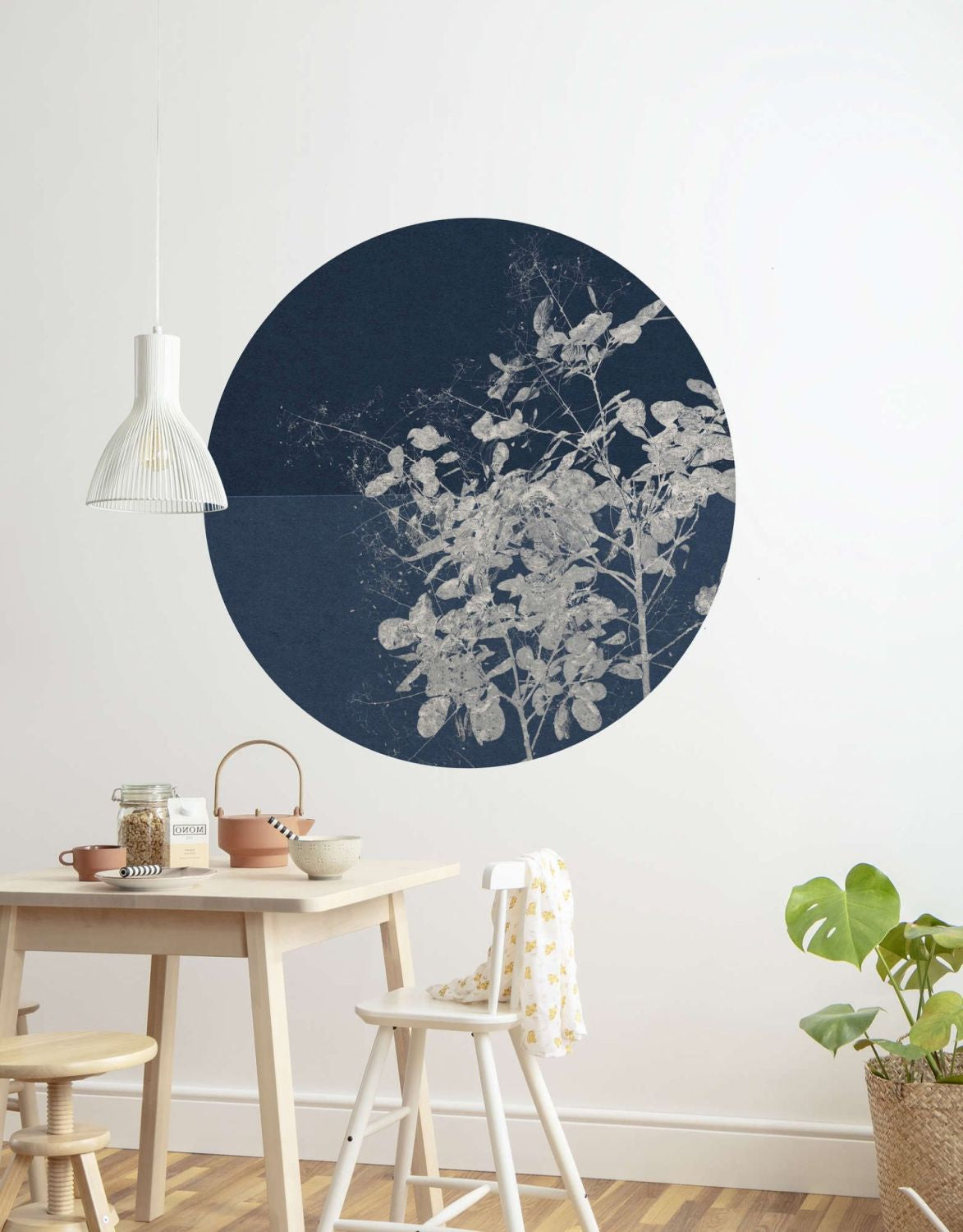 Sanders & Sanders zelfklevende behangcirkel tak donkerblauw - Ø 125 cm - 611770
