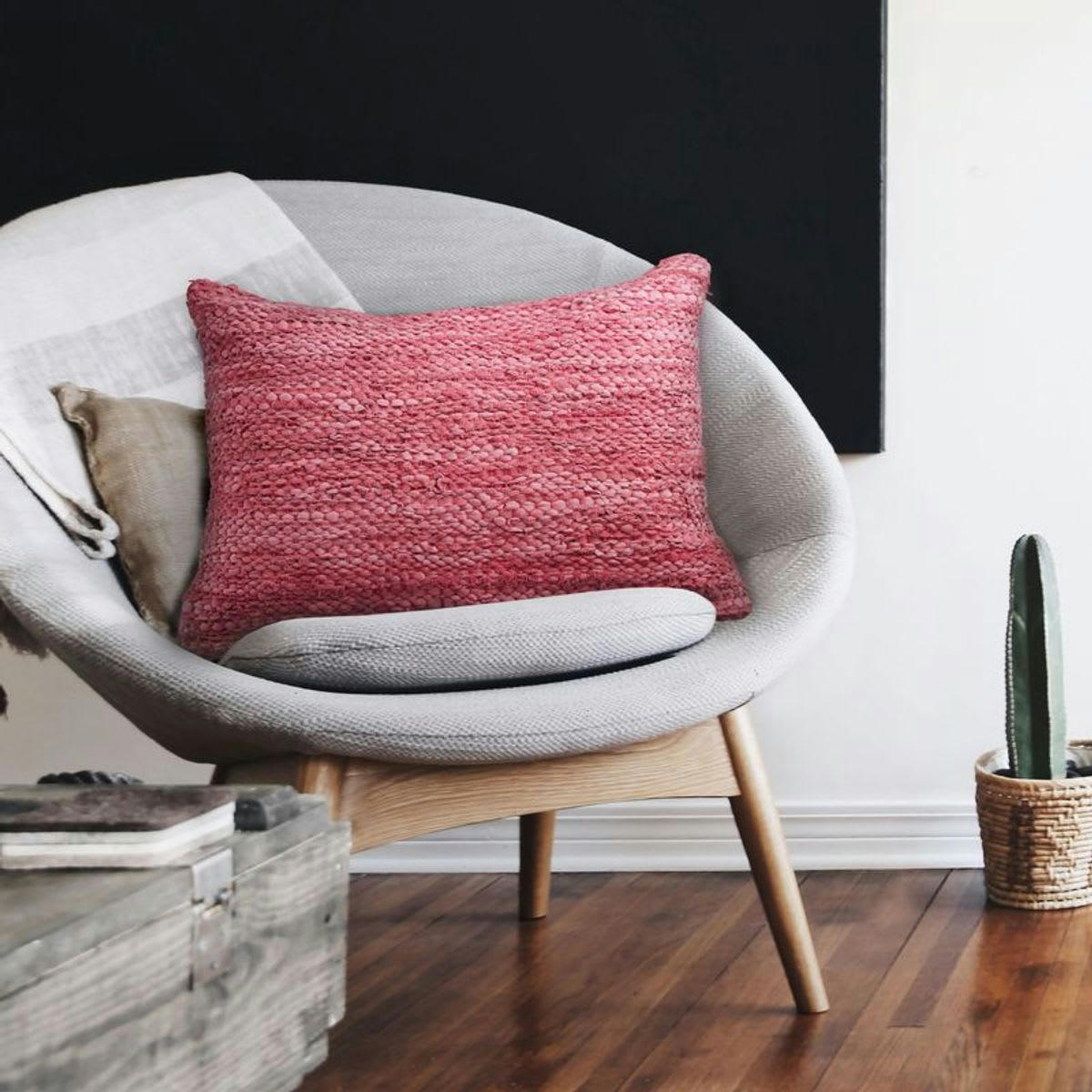 SKIN - Coussin en cuir tressé burgundy 60x40