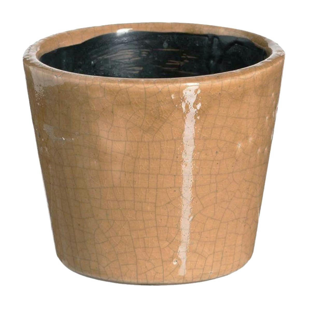 - Cache-pot moutarde en céramique vieillie H12cm