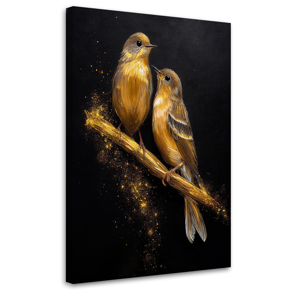 Feeby Obraz na płótnie, Złote Ptaki na gałęzi Zwierzęta 40x60