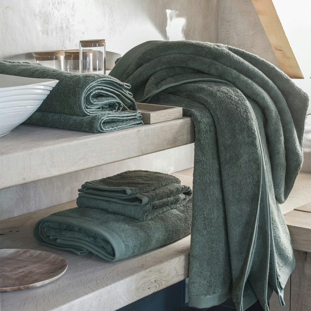 ESSENTIEL - Drap de douche en coton maquis 70x140