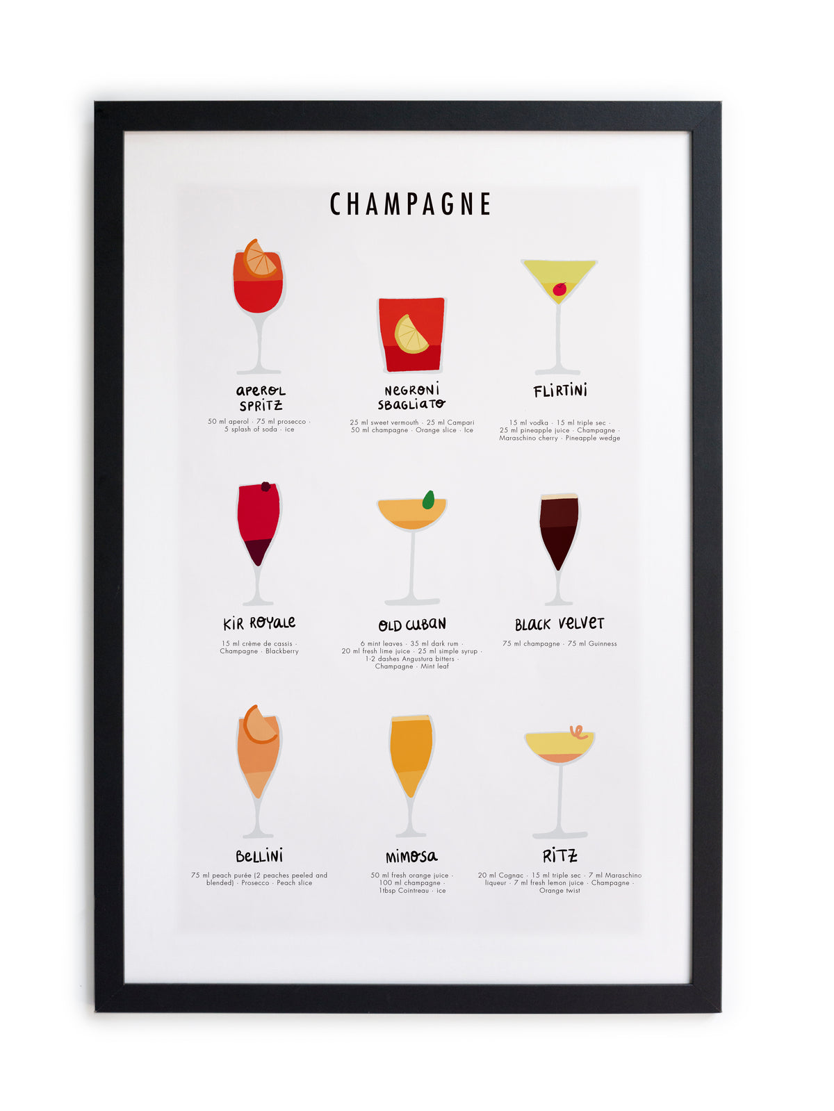 Zwarte lijst met kader 40x30 champagne