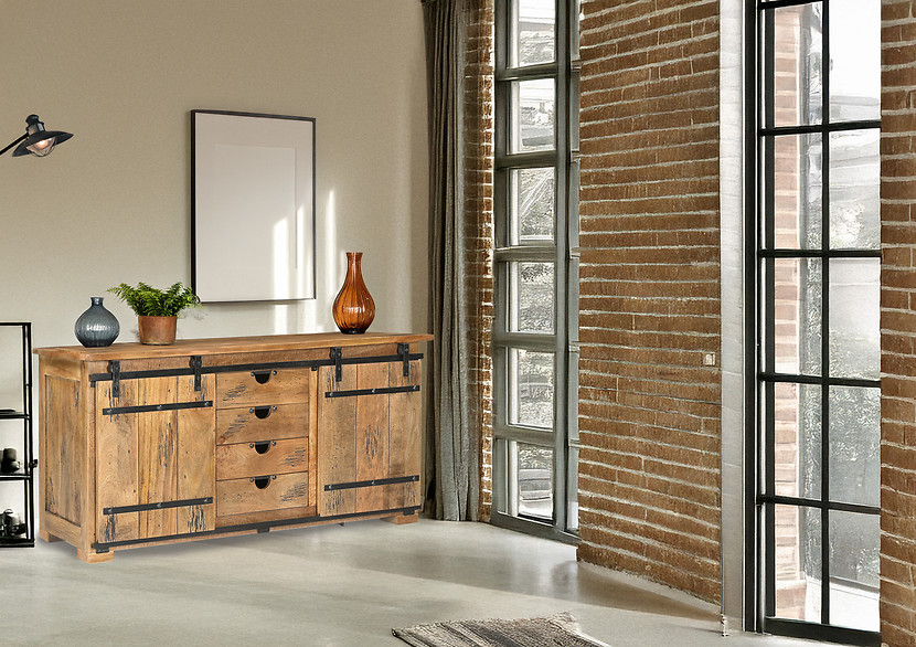 Komoda Magnum 150 cm z 2 drzwiami i 4 szufladami masyw rustic mango