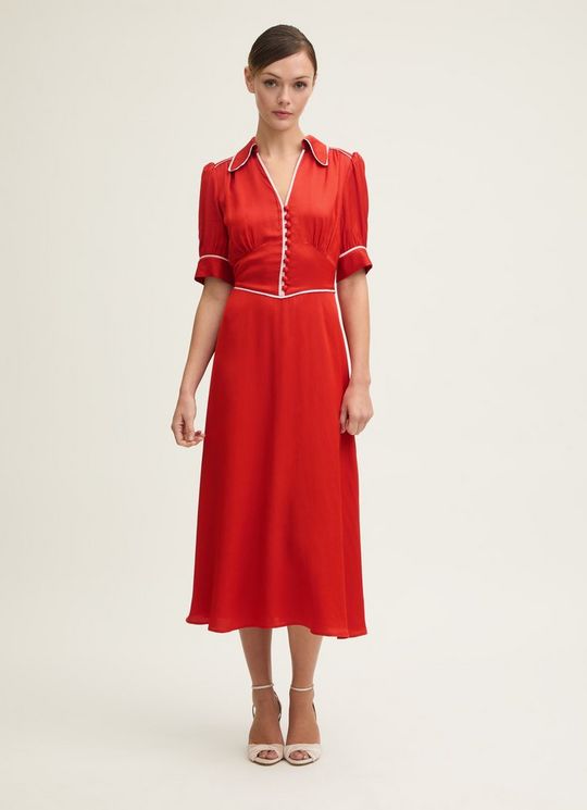 Lou Aurora Red & Soft Pink Satin Crepe Dress
