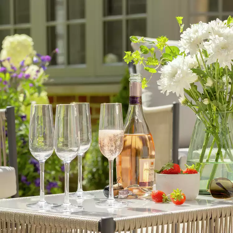 Habitat Plastic Gold Rim Prosecco Glass - Pack of 4