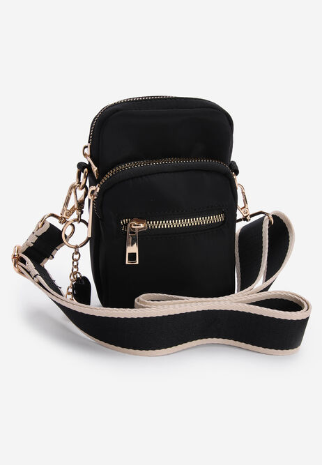 Womens Black Nylon Cross Body Phone Holder