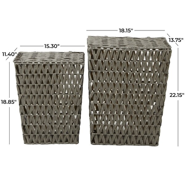 Gray Metal Storage Basket with Matching Lids (Set of 2) - 13.75W x 18.15L x 22.15H