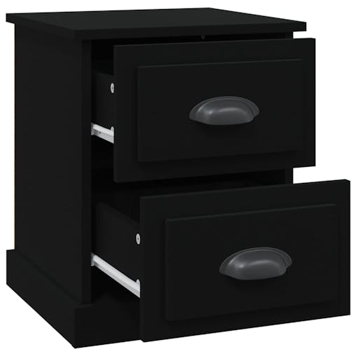 NNEVL Bedside Cabinets 2 pcs Black 39x39x47.5 cm Engineered Wood
