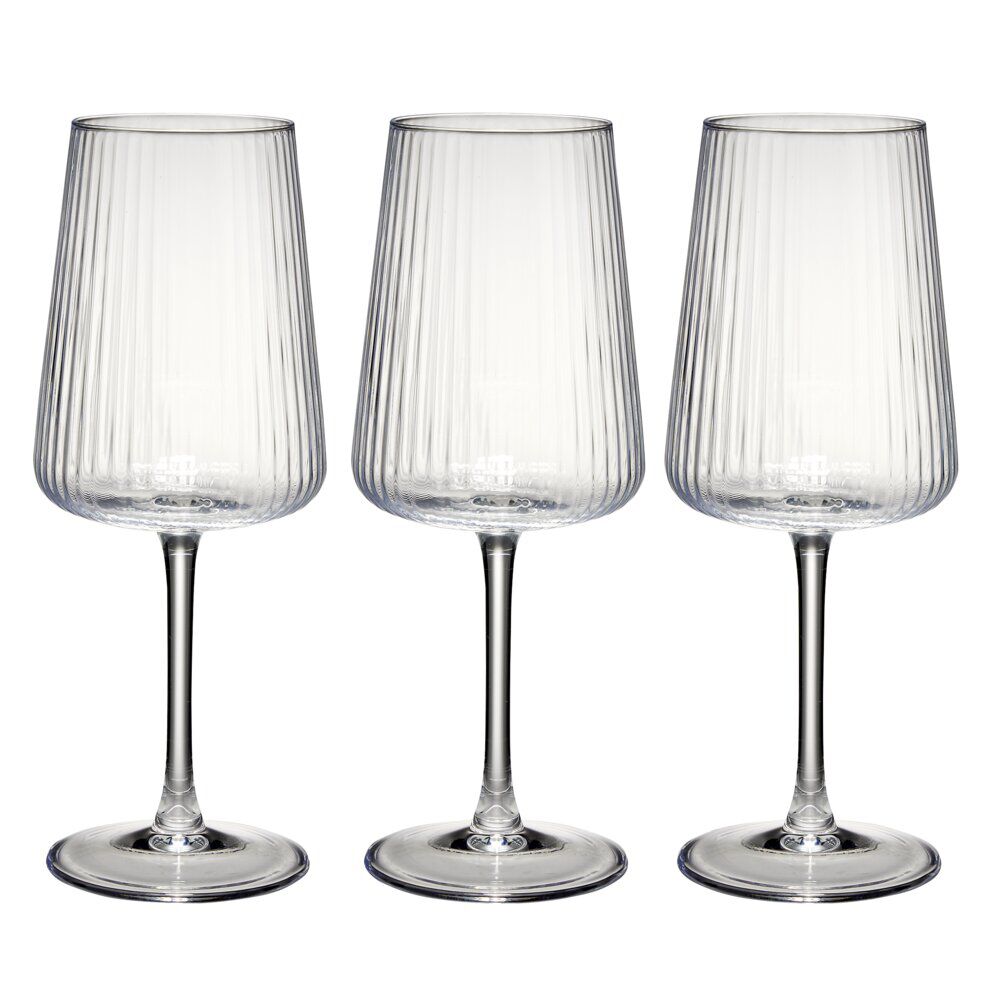 Verre à vin motif strié 520 ml Ø9XH23 cm verre transparent