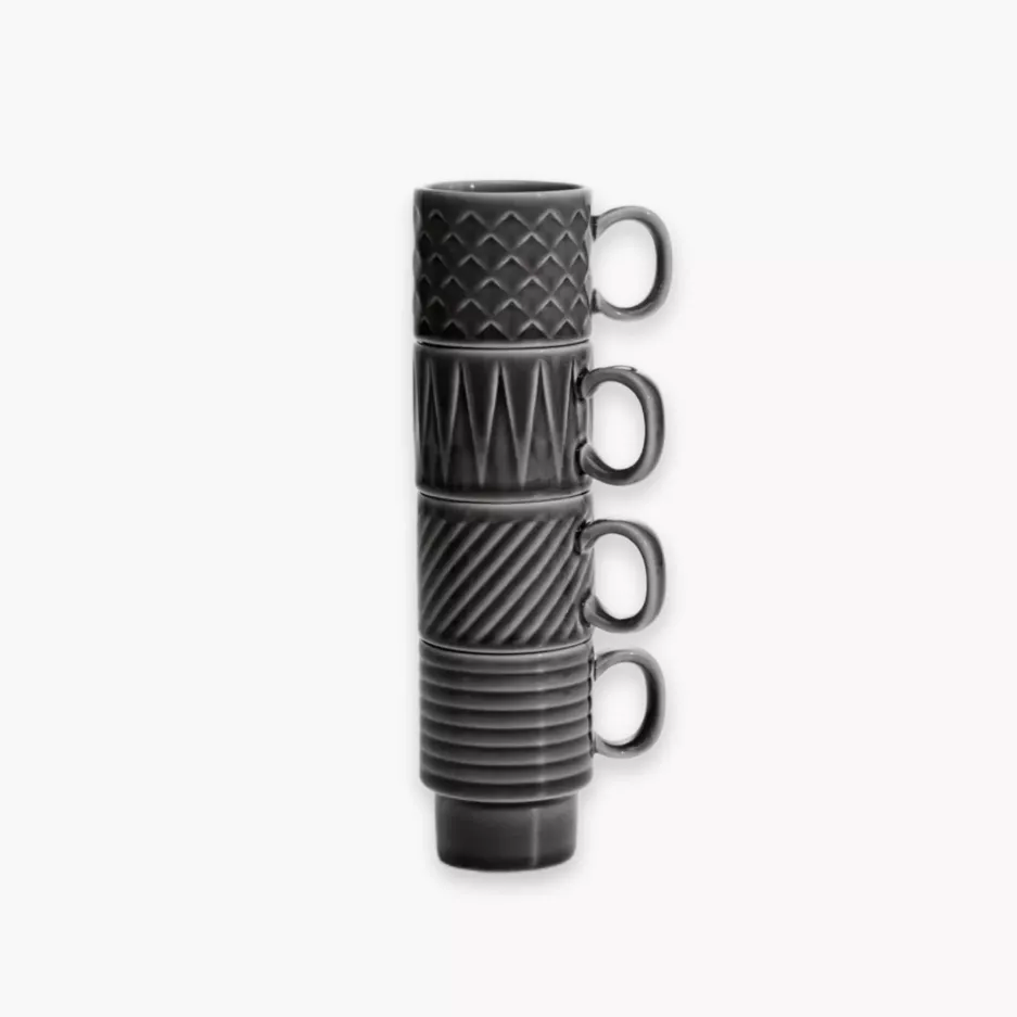Zestaw 4 filiżanek do espresso SAGAFORM COFFE & MORE szary