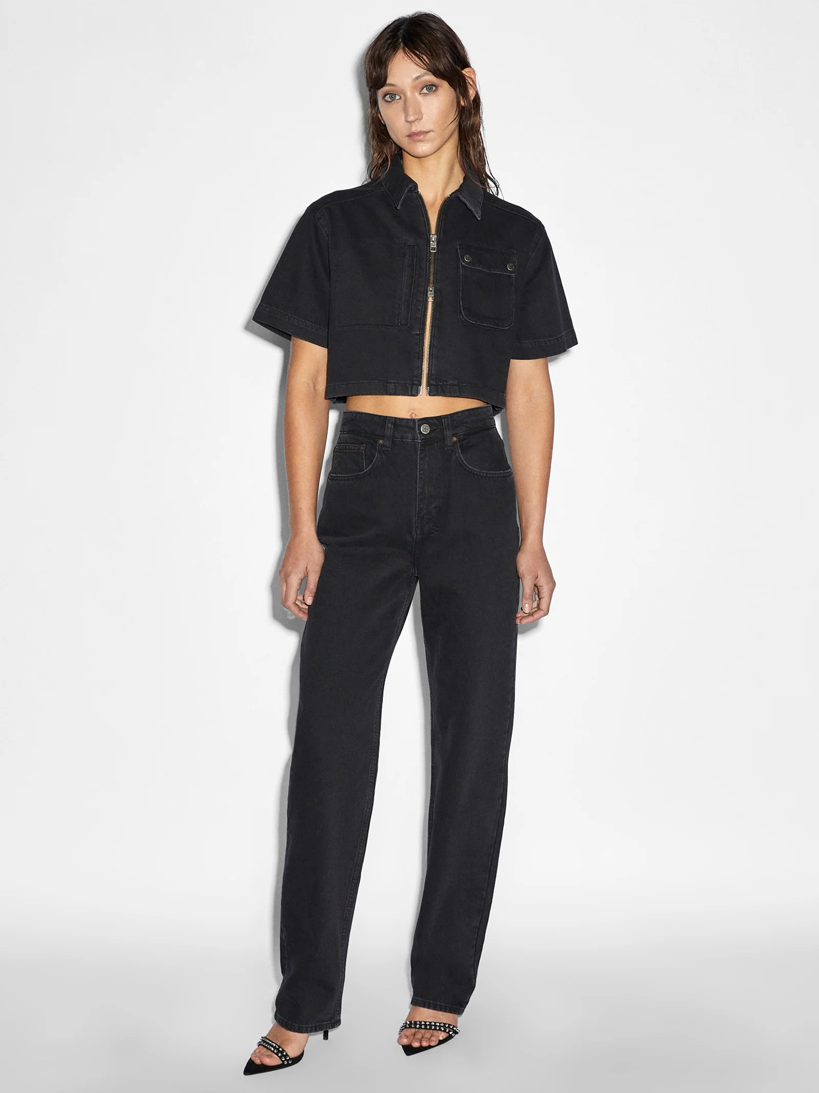 Boxy Crop Short Sleeve Shirt