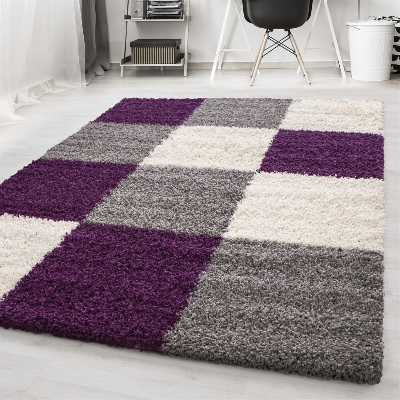 Dywan Shaggy Life fioletowo-kremowy 80 cm x 150 cm