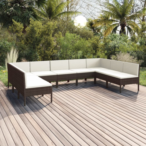 Zestaw wypoczynkowy do ogrodu Brąz Technorattan 7x sofa środkowa   2x