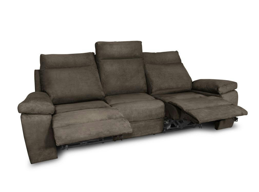 RELAXXO - Canapé de relaxation 3 places en tissu - Gris