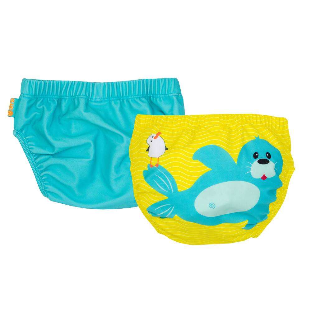 ZOOCCHINI Baby/Toddler Reusable Swim Diaper Set - Sydney the Seal, 2-pc