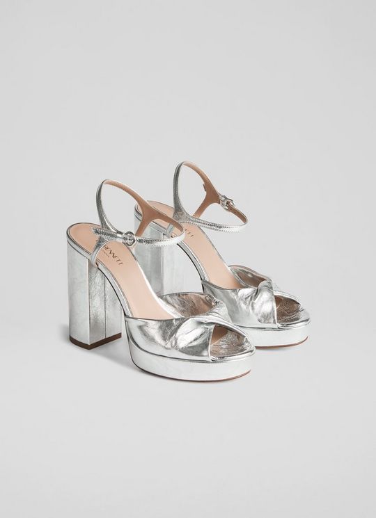 Rosa Silver Patent Platform Sandals