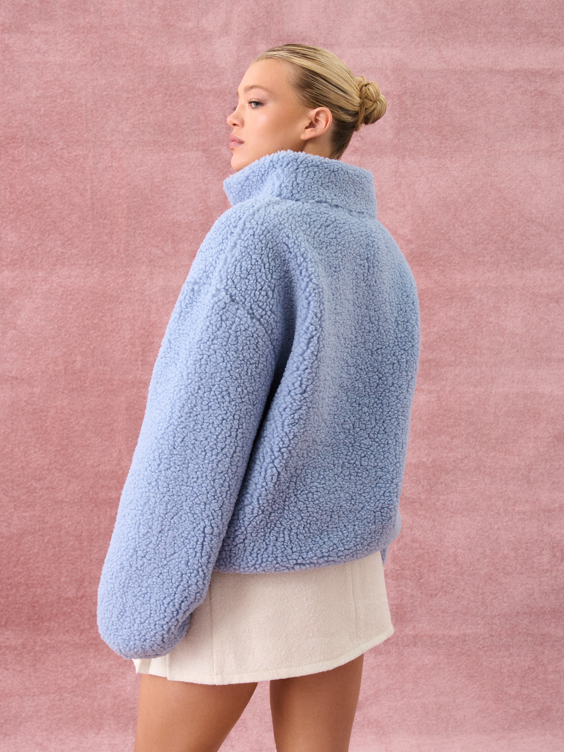 Bluza sherpa ze stójką na zamek