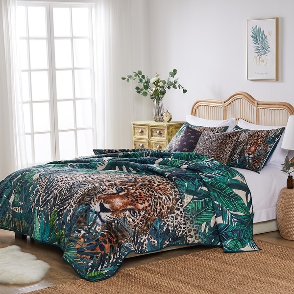 Barefoot Bungalow Jungle Cat Quilted Pillow Sham Set (Set of 2)