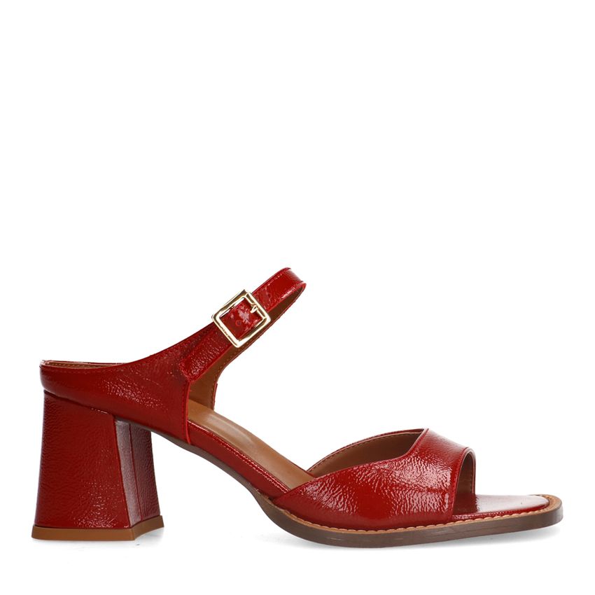 Manfield Rode lakleren sandalen met hak