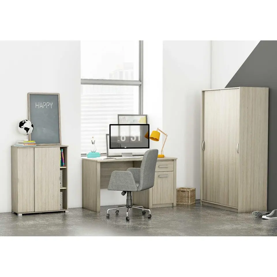 Kleerkast Lorrie 2 schuifdeuren, 1 kledingroede en 3 legplanken-Shannon eik