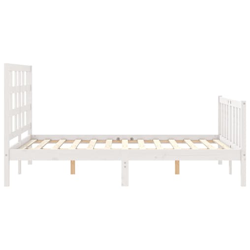 NNEVL Bed Frame with Headboard White 137x187 cm Double Solid Wood