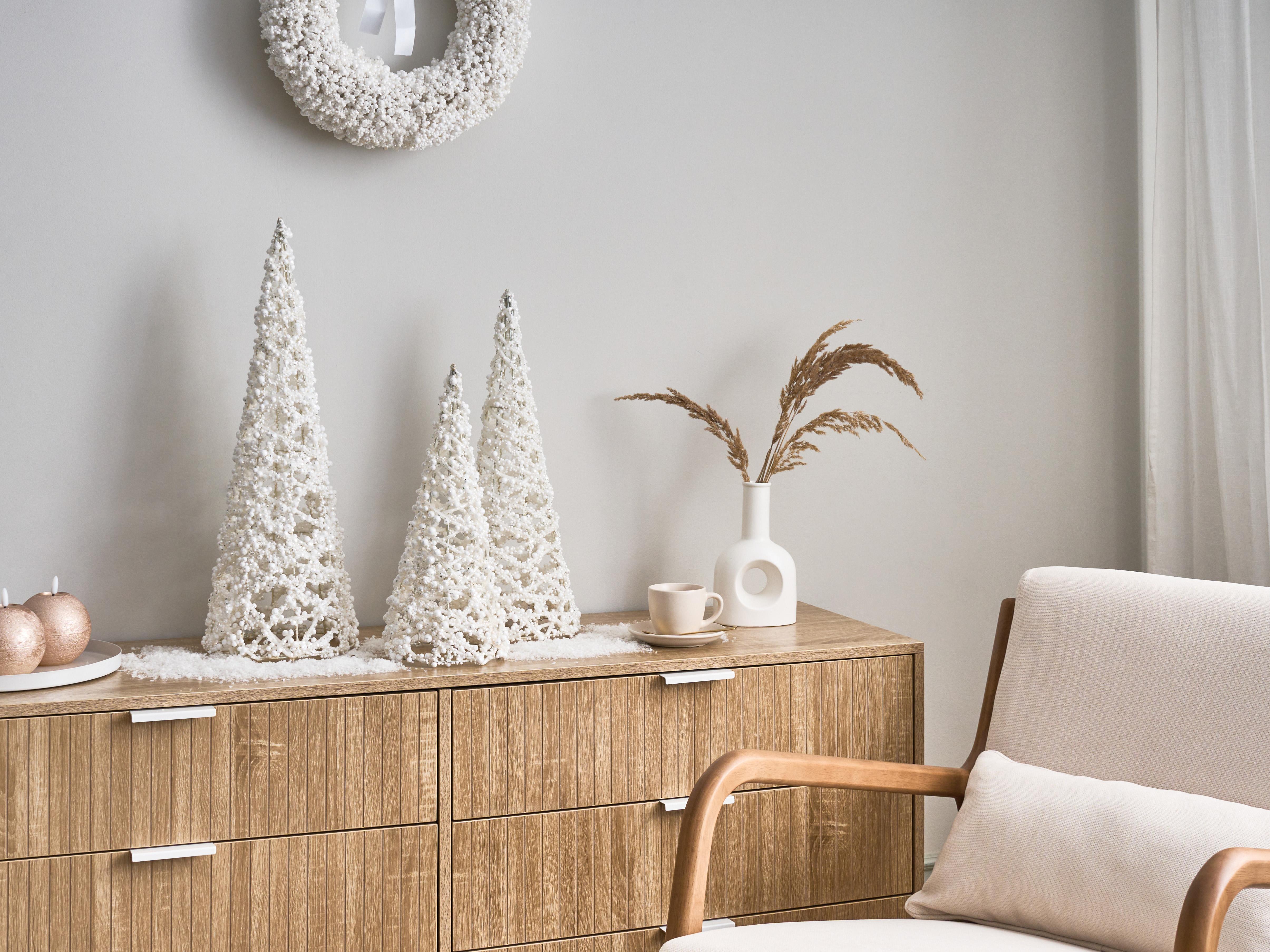 Set of 3 Figurines ROSAN Christmas Tree 40/50/60 cm White