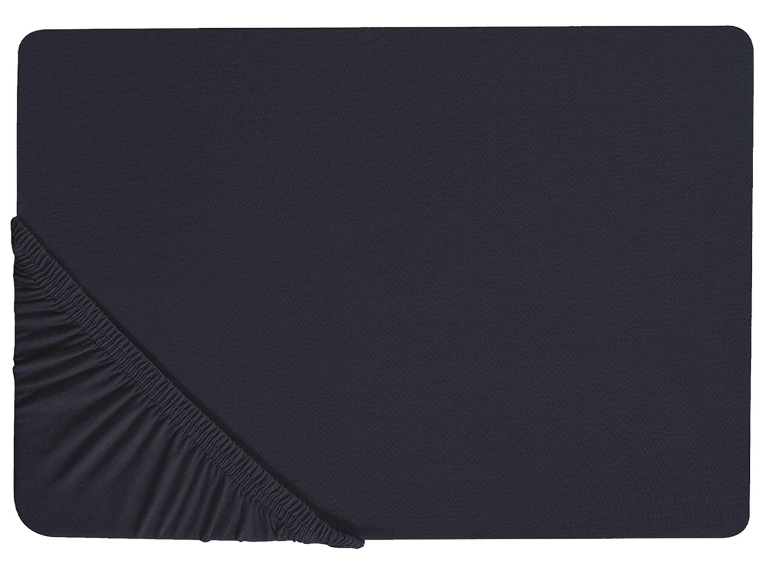 JANBU - Drap-housse en coton 160 x 200 cm noir