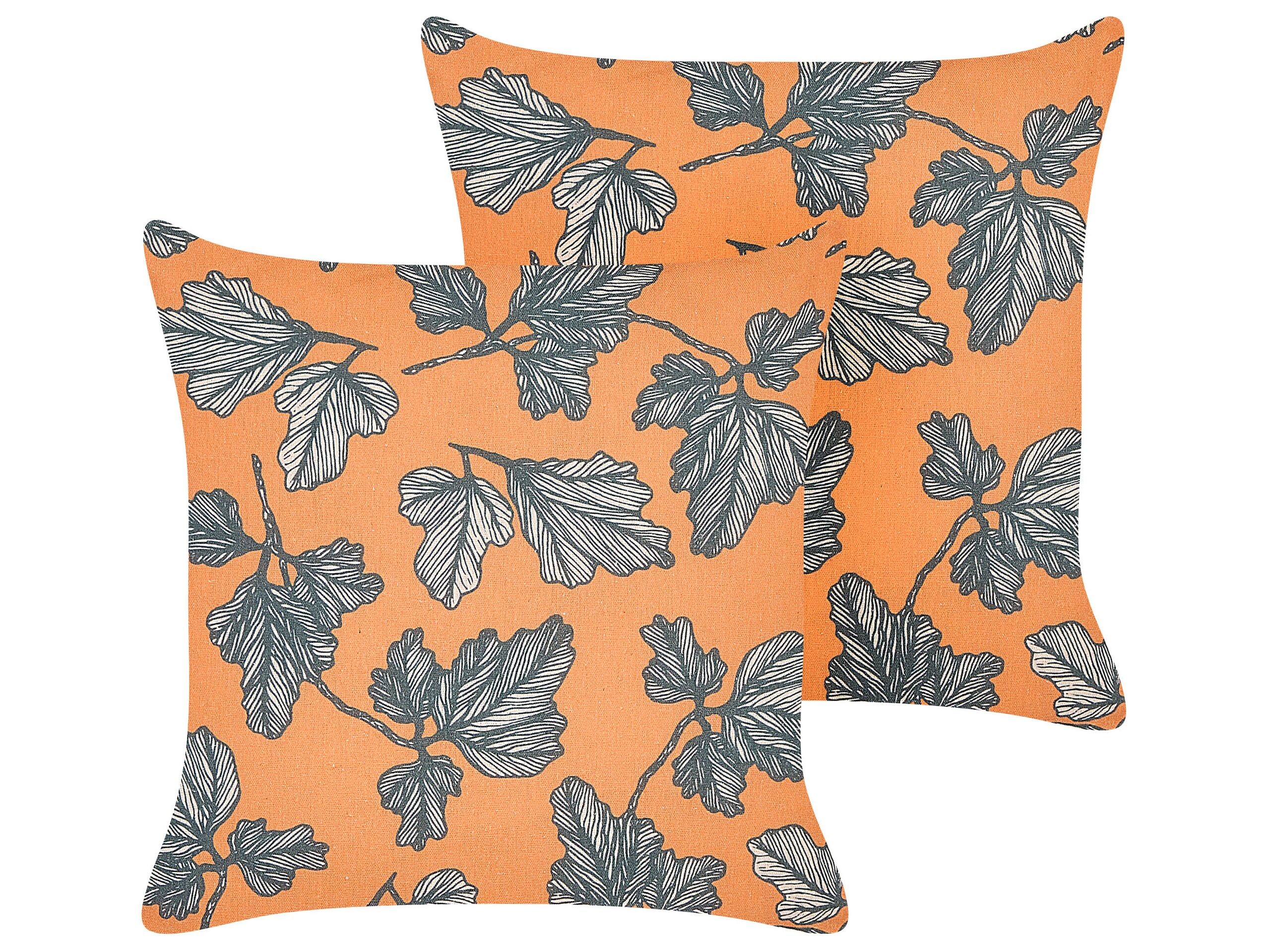 2 poduszki 45x45 cm pomarańczowe z czarnym