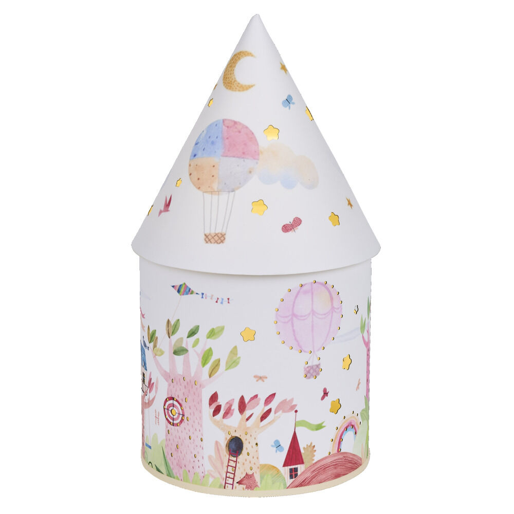 Lanterne design jeux plein air 3 LED Ø7,5xH15cm blanc et rose
