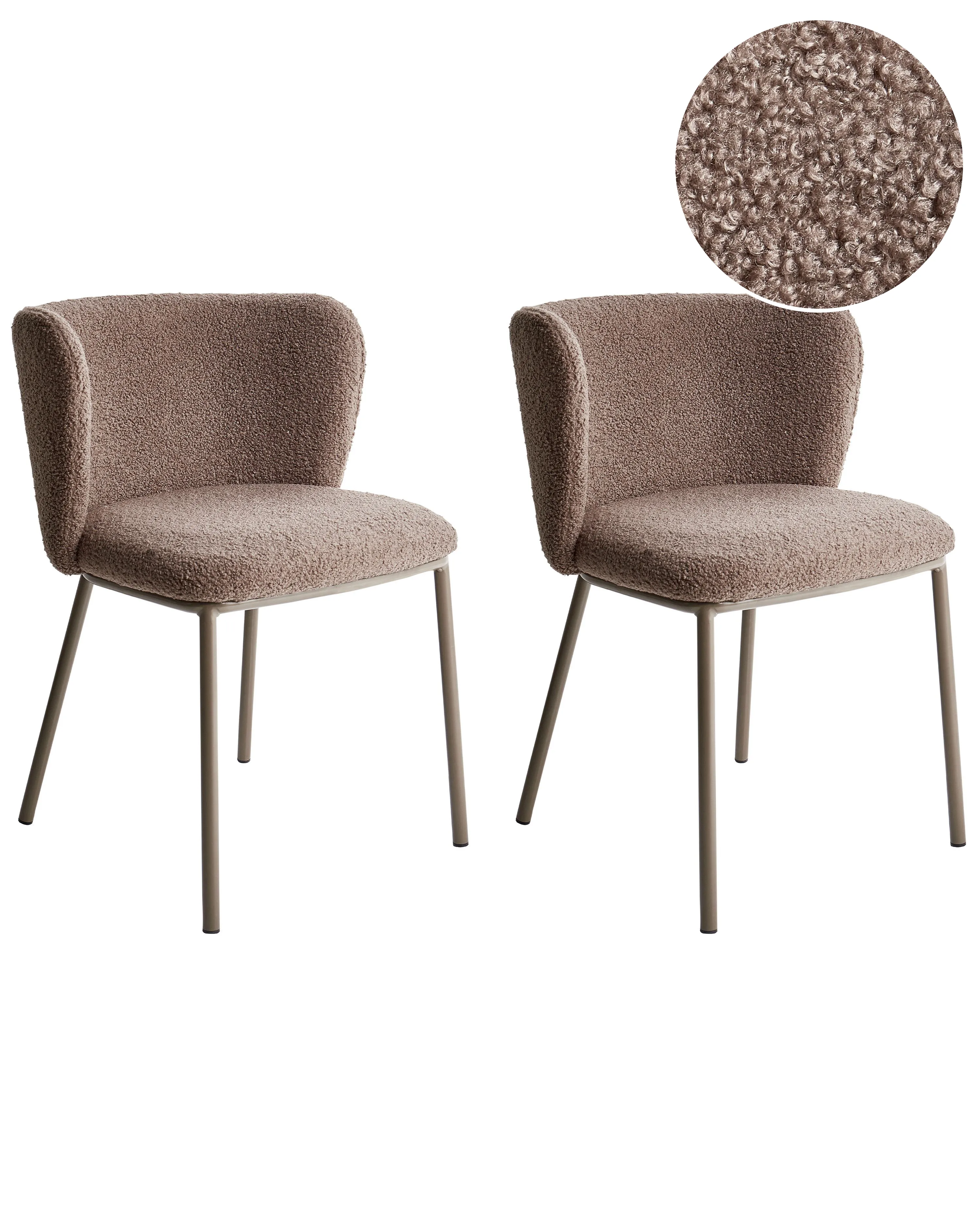 Set of 2 Bar Chairs MINA II Boucle Brown